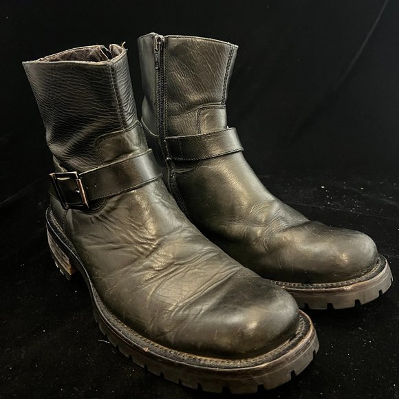 Pegabo 5613 Men Black Leather Ankle Boots Side Zipper Shoes EUR 42 main image 4
